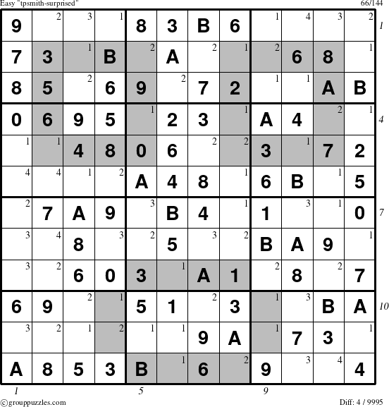 The grouppuzzles.com Easy tpsmith-surprised puzzle for  with all 4 steps marked