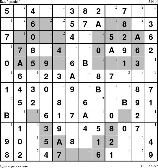 The grouppuzzles.com Easy tpsmith puzzle for  with the first 3 steps marked