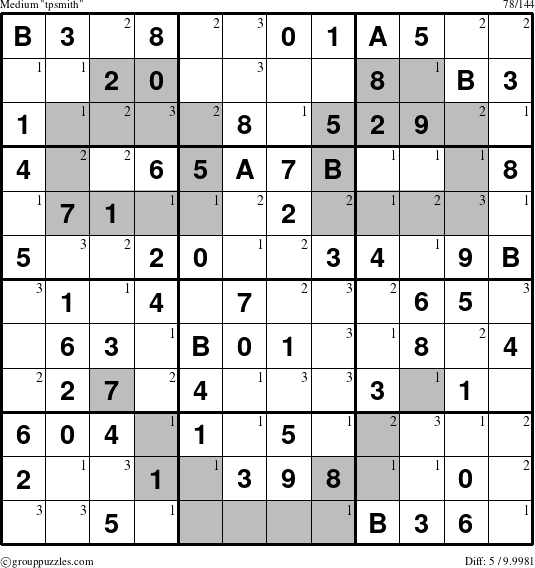 The grouppuzzles.com Medium tpsmith puzzle for  with the first 3 steps marked