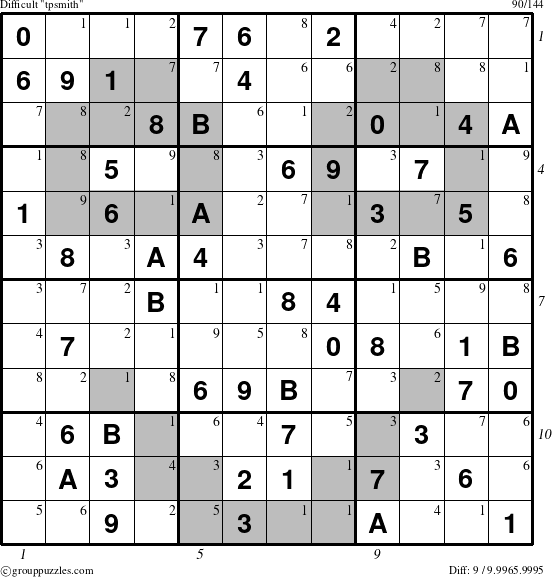 The grouppuzzles.com Difficult tpsmith puzzle for  with all 9 steps marked