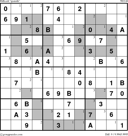 The grouppuzzles.com Difficult tpsmith puzzle for  with the first 3 steps marked