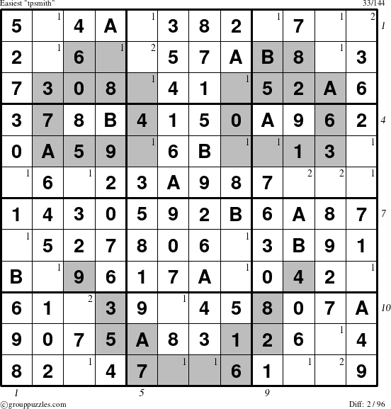 The grouppuzzles.com Easiest tpsmith puzzle for  with all 2 steps marked