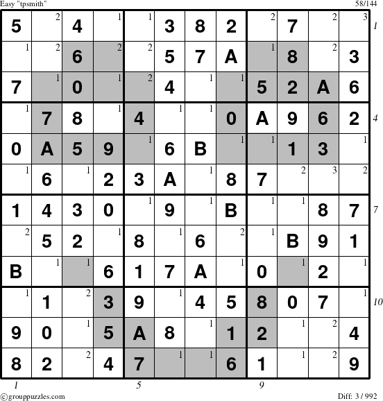 The grouppuzzles.com Easy tpsmith puzzle for  with all 3 steps marked