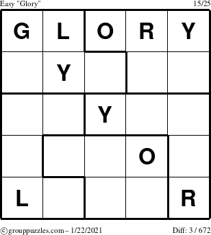 The grouppuzzles.com Easy Glory puzzle for Friday January 22, 2021