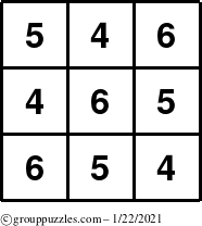 The grouppuzzles.com Answer grid for the TicTac-456 puzzle for Friday January 22, 2021