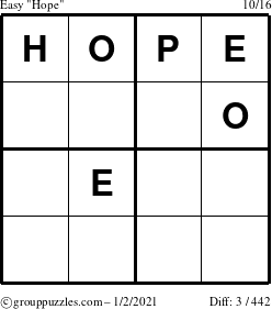 The grouppuzzles.com Easy Hope puzzle for Saturday January 2, 2021