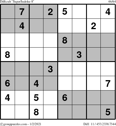 The grouppuzzles.com Difficult SuperSudoku-8 puzzle for Saturday January 2, 2021