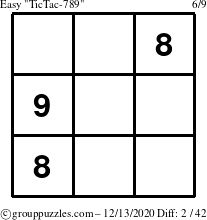 The grouppuzzles.com Easy TicTac-789 puzzle for Sunday December 13, 2020