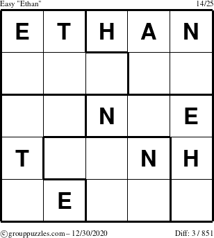 The grouppuzzles.com Easy Ethan puzzle for Wednesday December 30, 2020