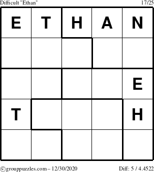 The grouppuzzles.com Difficult Ethan puzzle for Wednesday December 30, 2020