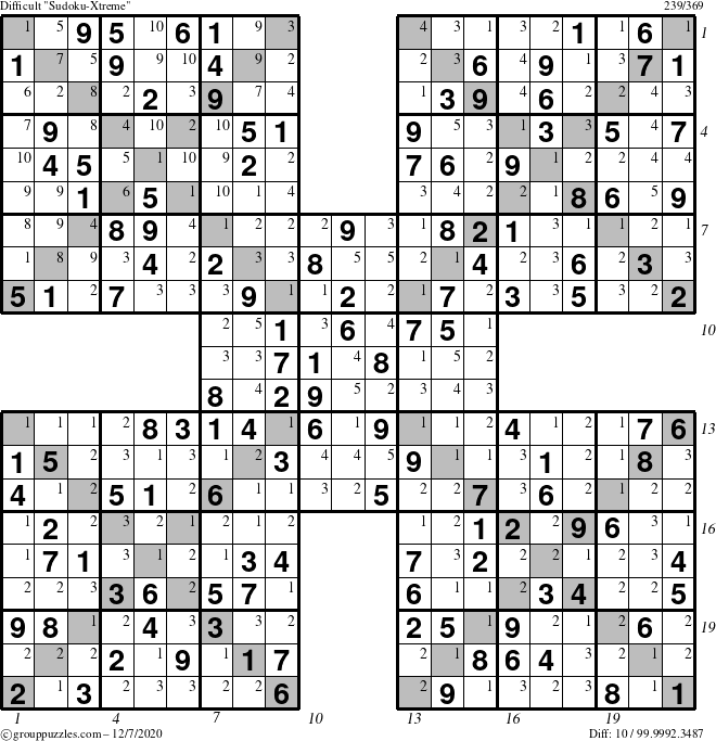 The grouppuzzles.com Difficult Sudoku-Xtreme puzzle for Monday December 7, 2020 with all 10 steps marked