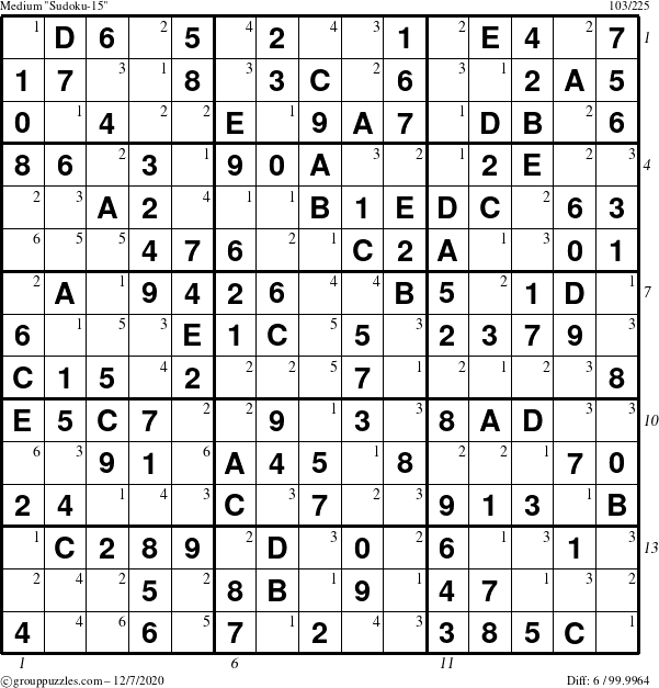 The grouppuzzles.com Medium Sudoku-15 puzzle for Monday December 7, 2020 with all 6 steps marked