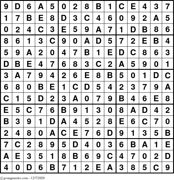 The grouppuzzles.com Answer grid for the Sudoku-15 puzzle for Monday December 7, 2020