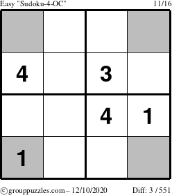 The grouppuzzles.com Easy Sudoku-4-OC puzzle for Thursday December 10, 2020