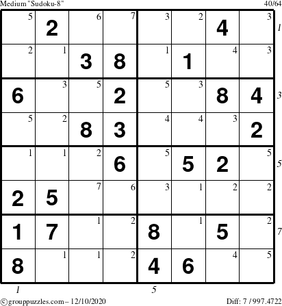 The grouppuzzles.com Medium Sudoku-8 puzzle for Thursday December 10, 2020 with all 7 steps marked