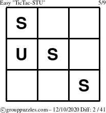 The grouppuzzles.com Easy TicTac-STU puzzle for Thursday December 10, 2020