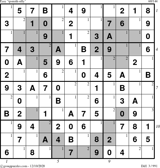 The grouppuzzles.com Easy tpsmith-silly puzzle for Thursday December 10, 2020 with all 3 steps marked