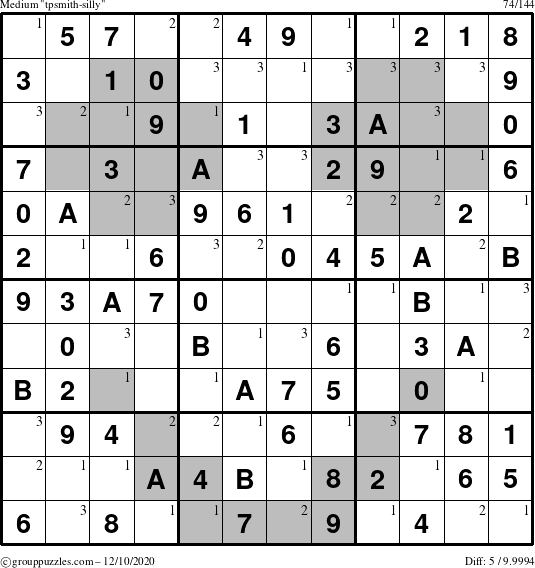 The grouppuzzles.com Medium tpsmith-silly puzzle for Thursday December 10, 2020 with the first 3 steps marked