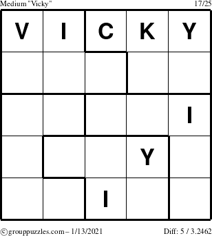 The grouppuzzles.com Medium Vicky puzzle for Wednesday January 13, 2021