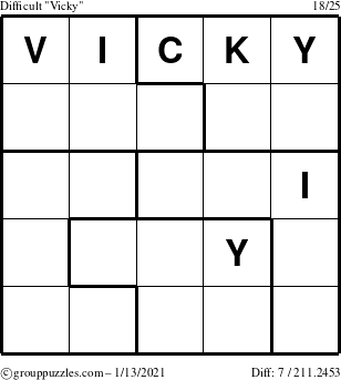 The grouppuzzles.com Difficult Vicky puzzle for Wednesday January 13, 2021