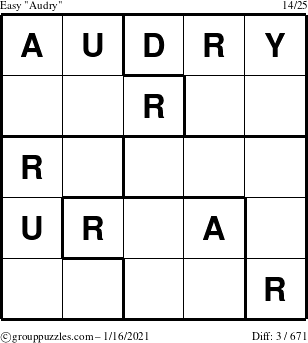 The grouppuzzles.com Easy Audry puzzle for Saturday January 16, 2021