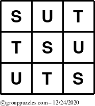 The grouppuzzles.com Answer grid for the TicTac-STU puzzle for Thursday December 24, 2020