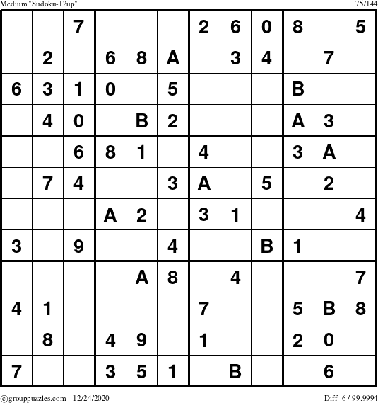 The grouppuzzles.com Medium Sudoku-12up puzzle for Thursday December 24, 2020