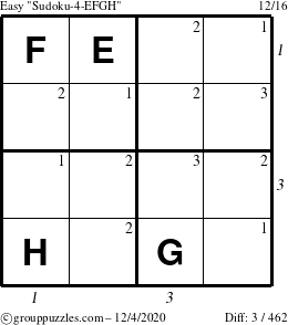 The grouppuzzles.com Easy Sudoku-4-EFGH puzzle for Friday December 4, 2020 with all 3 steps marked