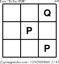 The grouppuzzles.com Easy TicTac-PQR puzzle for Friday December 4, 2020