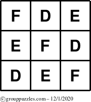 The grouppuzzles.com Answer grid for the TicTac-DEF puzzle for Tuesday December 1, 2020