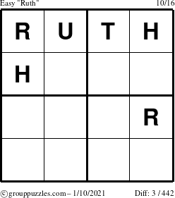 The grouppuzzles.com Easy Ruth puzzle for Sunday January 10, 2021