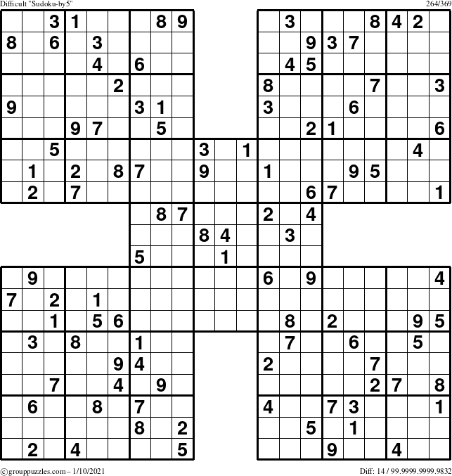 The grouppuzzles.com Difficult Sudoku-by5 puzzle for Sunday January 10, 2021