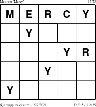 The grouppuzzles.com Medium Mercy puzzle for Wednesday January 27, 2021