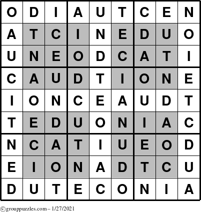 The grouppuzzles.com Answer grid for the HyperEducation-i23 puzzle for Wednesday January 27, 2021