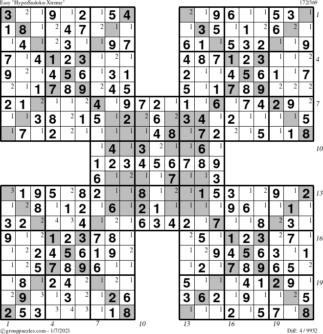 The grouppuzzles.com Easy cover-HyperXtreme puzzle for Thursday January 7, 2021 with all 4 steps marked