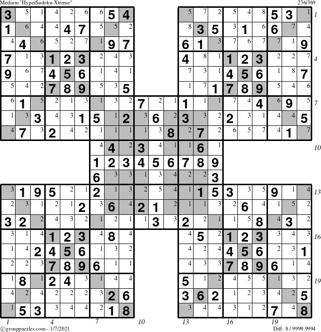 The grouppuzzles.com Medium cover-HyperXtreme puzzle for Thursday January 7, 2021 with all 8 steps marked