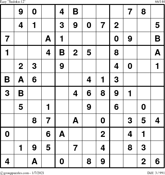 The grouppuzzles.com Easy Sudoku-12 puzzle for Thursday January 7, 2021