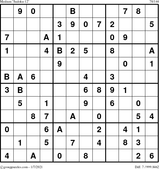 The grouppuzzles.com Medium Sudoku-12 puzzle for Thursday January 7, 2021