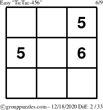 The grouppuzzles.com Easy TicTac-456 puzzle for Friday December 18, 2020