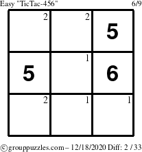 The grouppuzzles.com Easy TicTac-456 puzzle for Friday December 18, 2020 with the first 2 steps marked