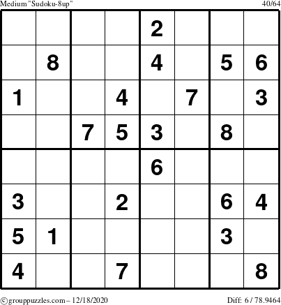 The grouppuzzles.com Medium Sudoku-8up puzzle for Friday December 18, 2020