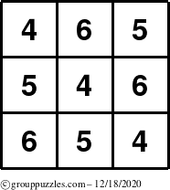 The grouppuzzles.com Answer grid for the TicTac-456 puzzle for Friday December 18, 2020