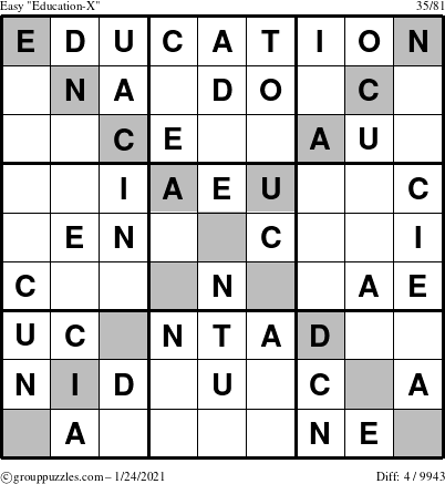 The grouppuzzles.com Easy Education-X puzzle for Sunday January 24, 2021