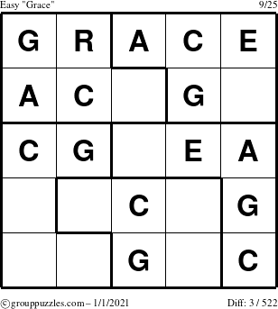 The grouppuzzles.com Easy Grace puzzle for Friday January 1, 2021