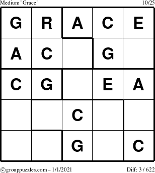 The grouppuzzles.com Medium Grace puzzle for Friday January 1, 2021