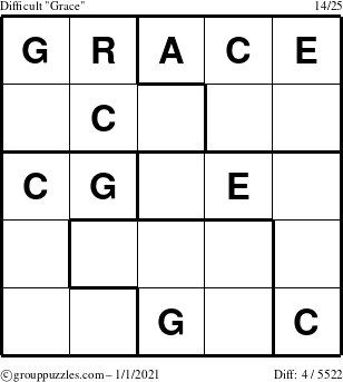 The grouppuzzles.com Difficult Grace puzzle for Friday January 1, 2021