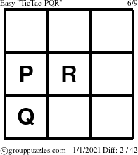 The grouppuzzles.com Easy TicTac-PQR puzzle for Friday January 1, 2021