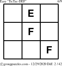 The grouppuzzles.com Easy TicTac-DEF puzzle for Tuesday December 29, 2020