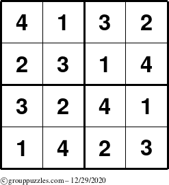 The grouppuzzles.com Answer grid for the Sudoku-4 puzzle for Tuesday December 29, 2020