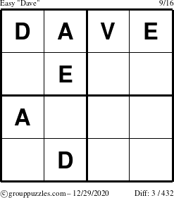 The grouppuzzles.com Easy Dave puzzle for Tuesday December 29, 2020